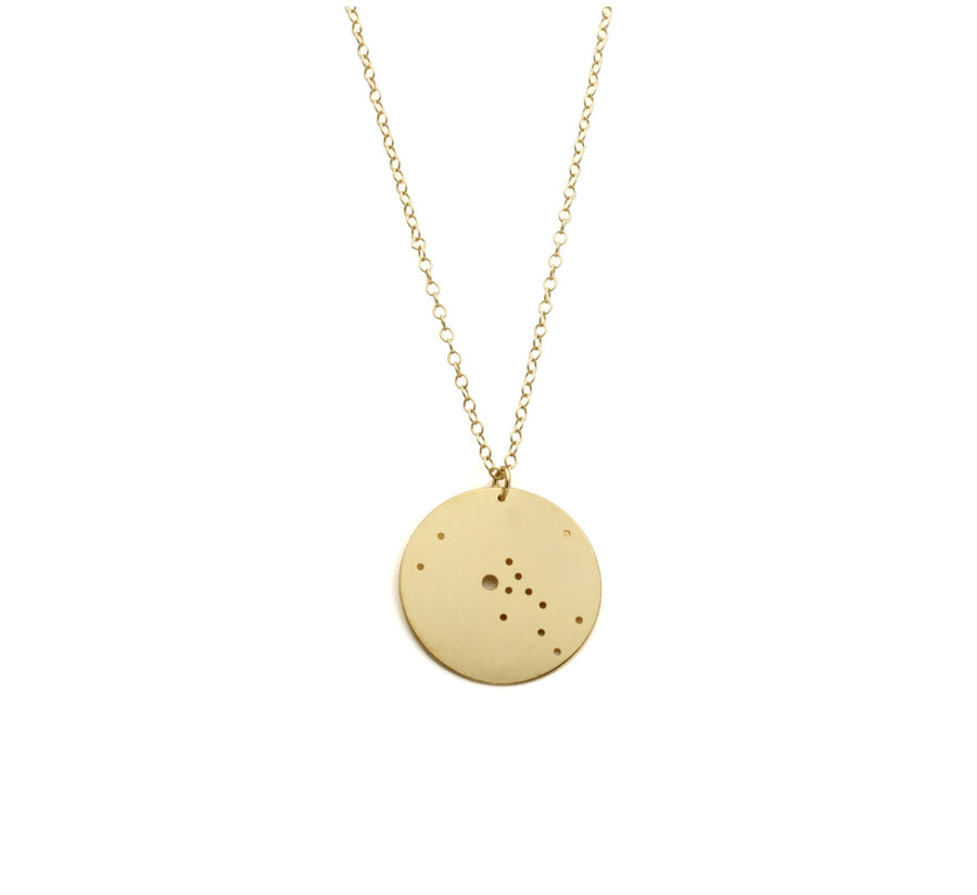 1.25" 14k Gold Dipped Zodiac Constellation Necklace, All 12 Signs: Aries through Pisces