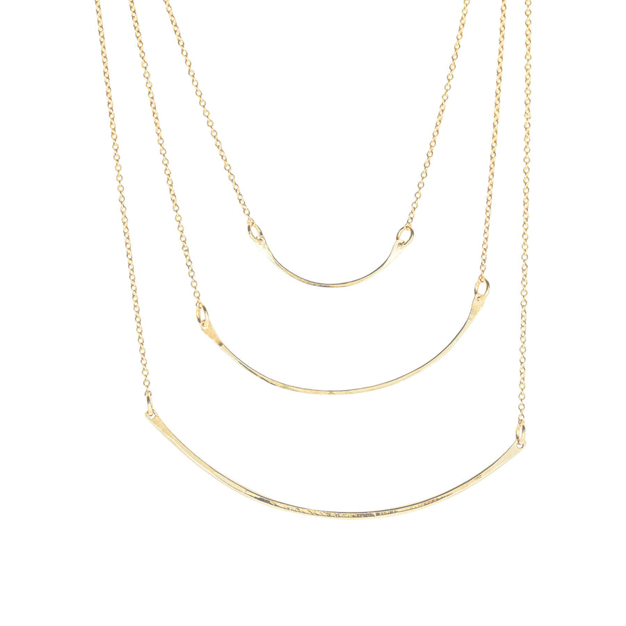 1" 14k Yellow Gold Arc Necklace