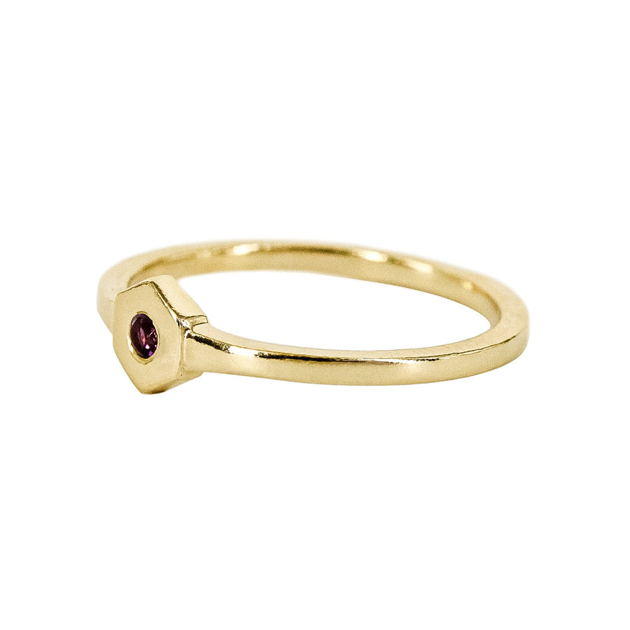 Birthstone Hexagon Ring - February - Amethyst