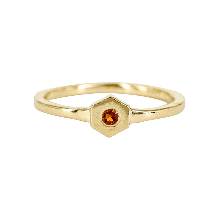 Birthstone Hexagon Ring - Citrine - November
