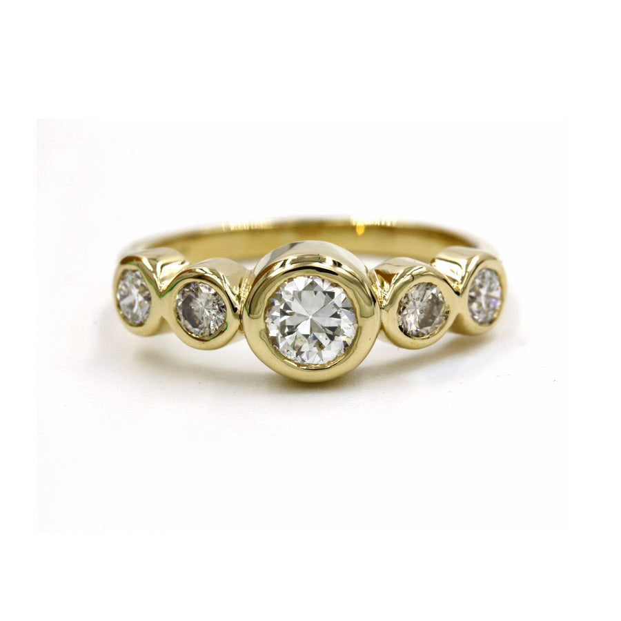 GG Gray Diamond Hammered Bezel Ring