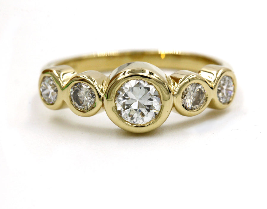 Gabrielle Gray Diamond Hammered Bezel Ring