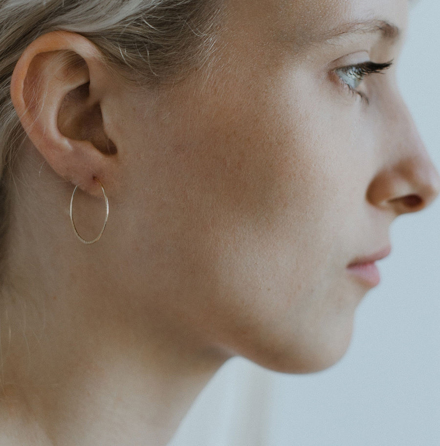 1"  14k Yellow Gold Smooth Hoop Earrings