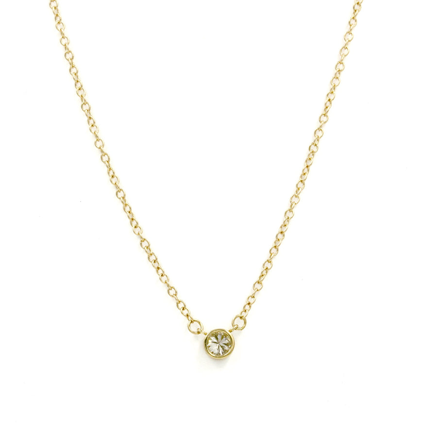 "Francis" Diamond Bezel Solitaire Pendant (1/5 carat total weight) 14k Yellow Gold Necklace (Copy)