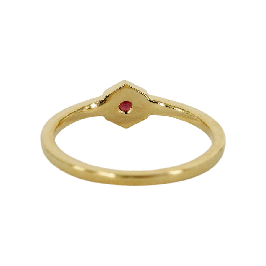Birthstone Hexagon Ring - Ruby - July
