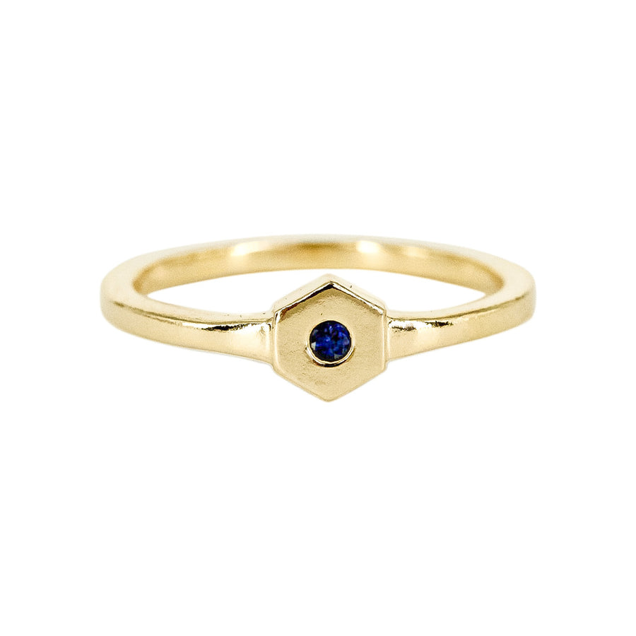 Birthstone Hexagon Ring - Sapphire - September