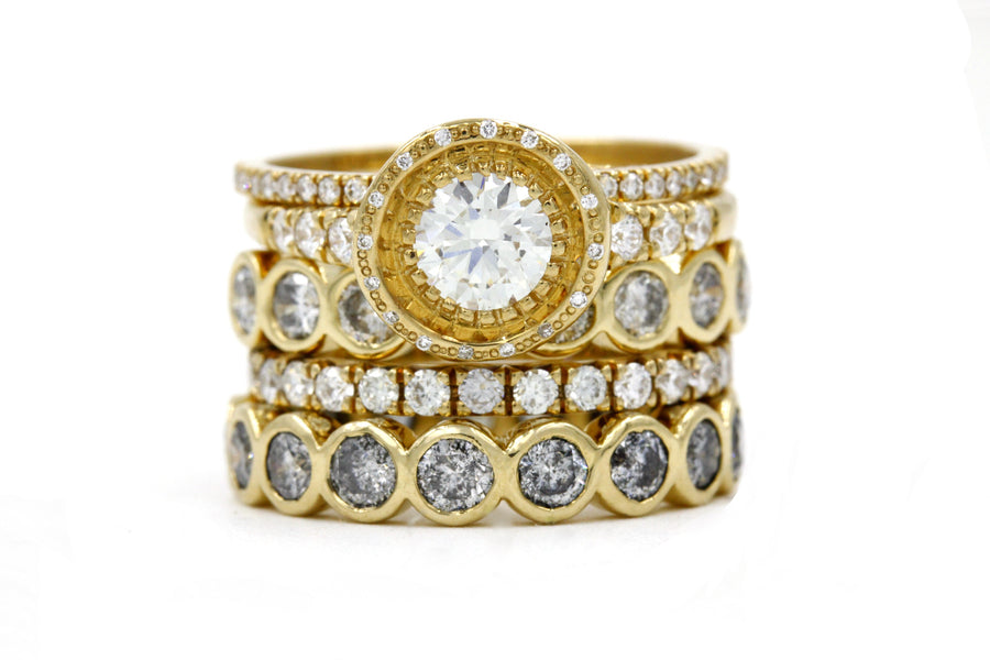Wallace Hammered Bezel Diamond Full Eternity Band