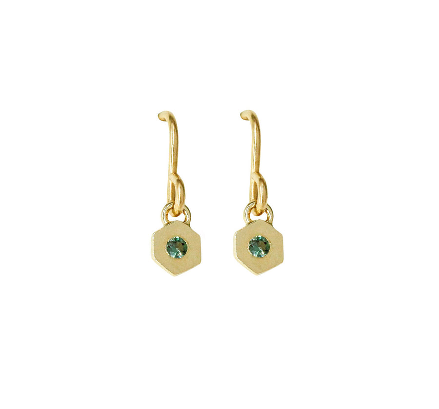Birthstone Hexagon Earrings - December - Tanzanite