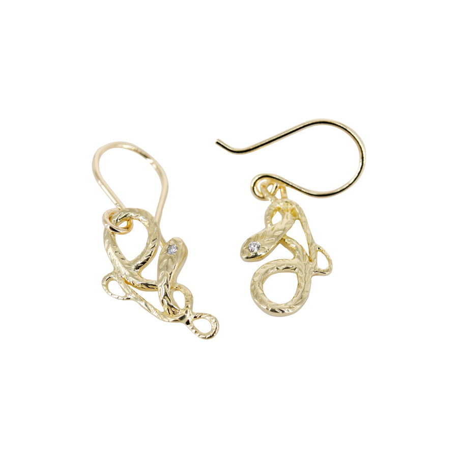 Asymmetrical Diamond Serpent Earrings