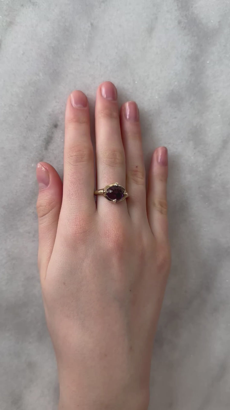 Amethyst "En Cabochon" Claw Ring