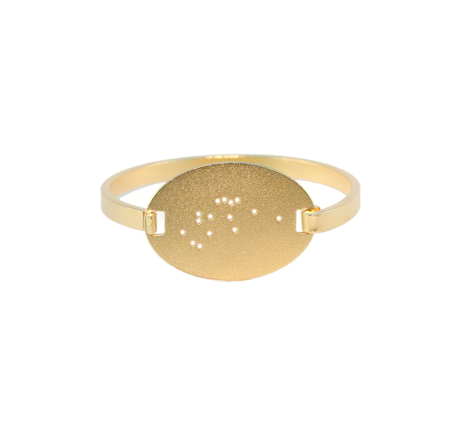 14kt Gold Dipped Zodiac Constellation Oval Bracelet, All 12 Signs: Aries through Pisces