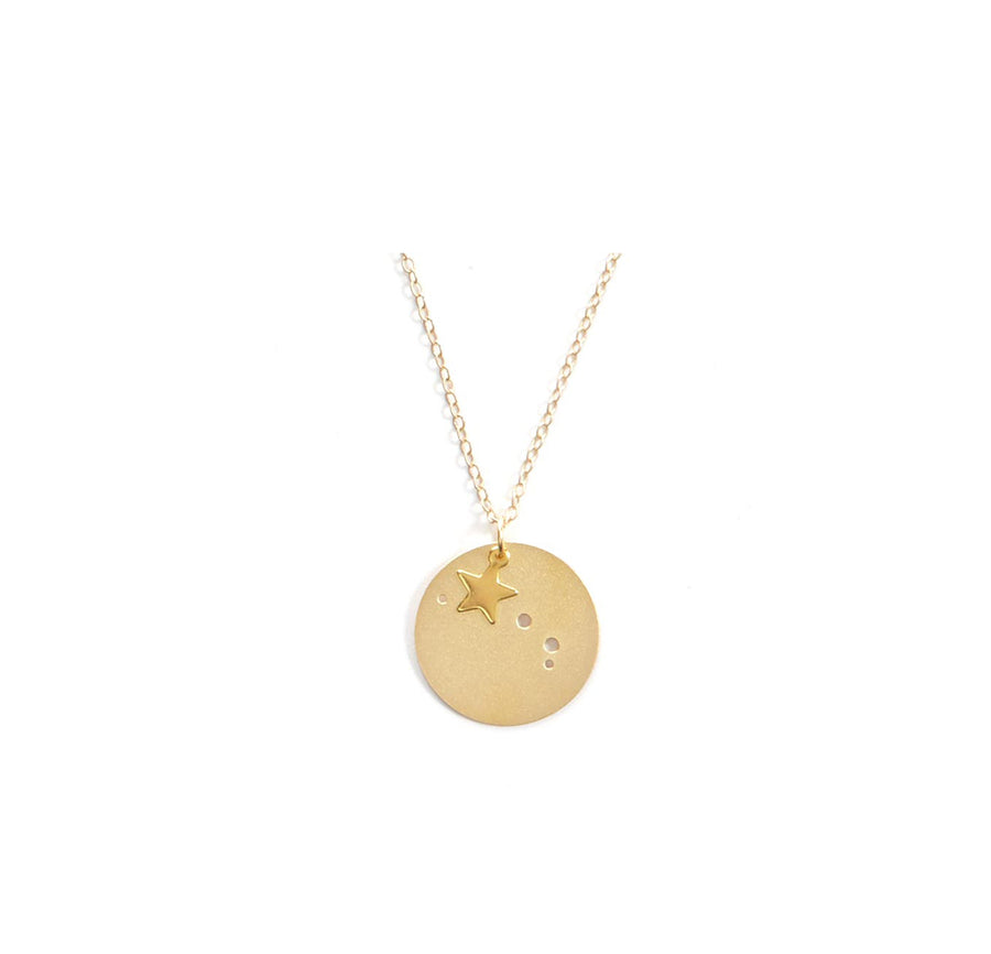 7/8" 14k Gold Dipped Zodiac Constellation Charm Necklace, All 12 Signs: Aries through Pisces