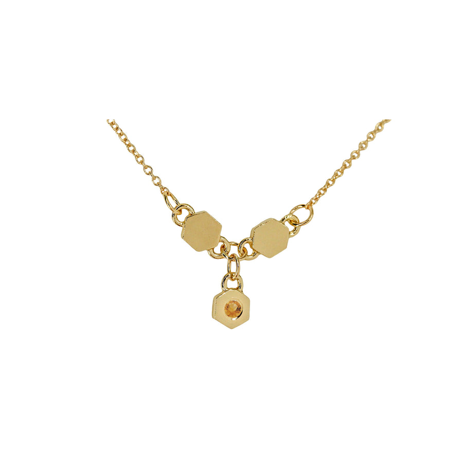 Birthstone Hexagon Necklace - November - Citrine