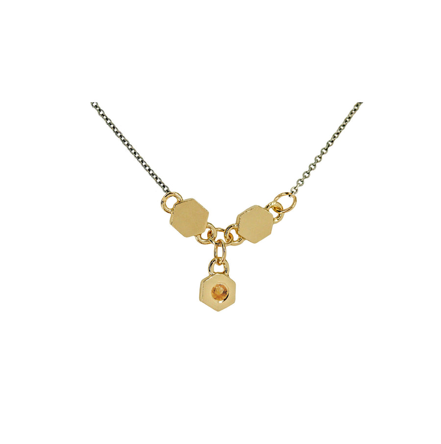 Birthstone Hexagon Necklace - November - Citrine