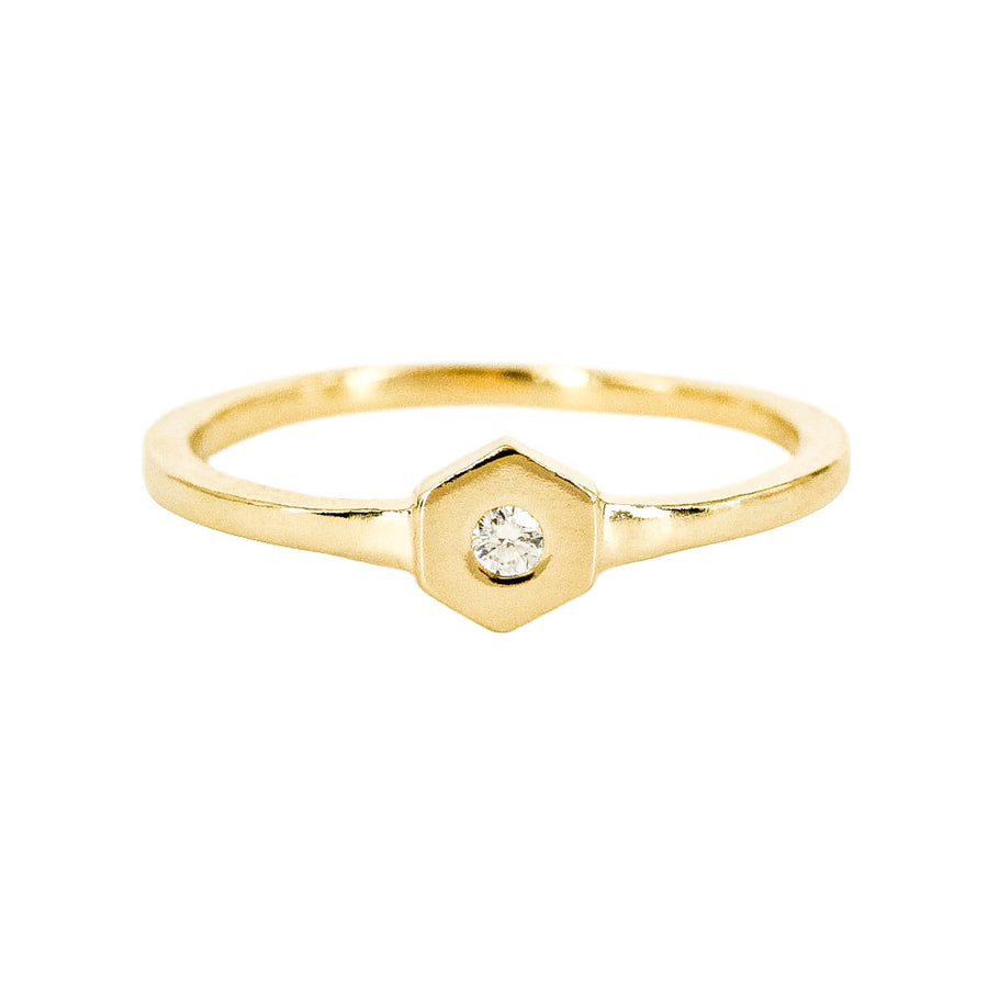 Birthstone Hexagon Ring - April - Diamond