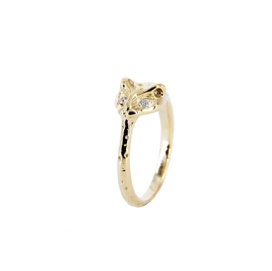 Jaguar Ring with Diamond Eyes