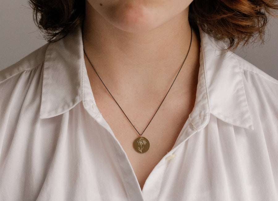 Forget Me Not Hand Engraved Love Token Necklace