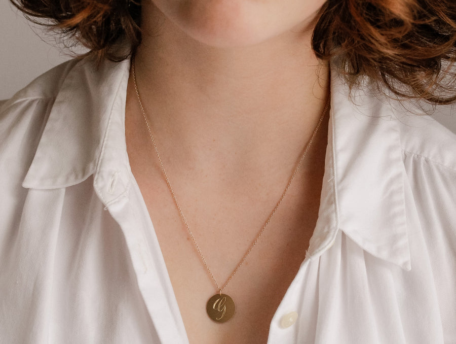 Hand Engraved Initial Necklace