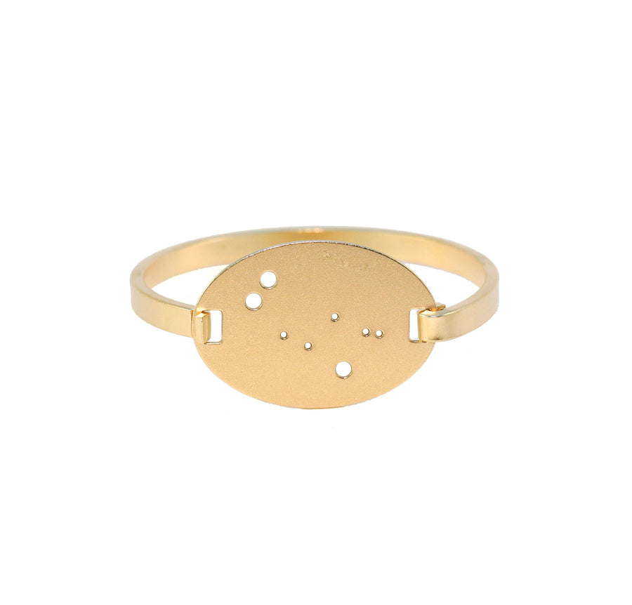 14kt Gold Dipped Zodiac Constellation Oval Bracelet, All 12 Signs: Aries through Pisces