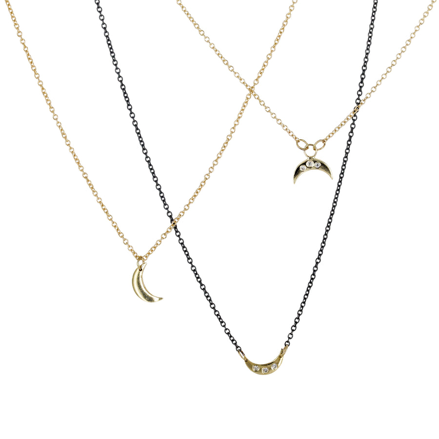 Crescent Horn Necklace with Diamonds