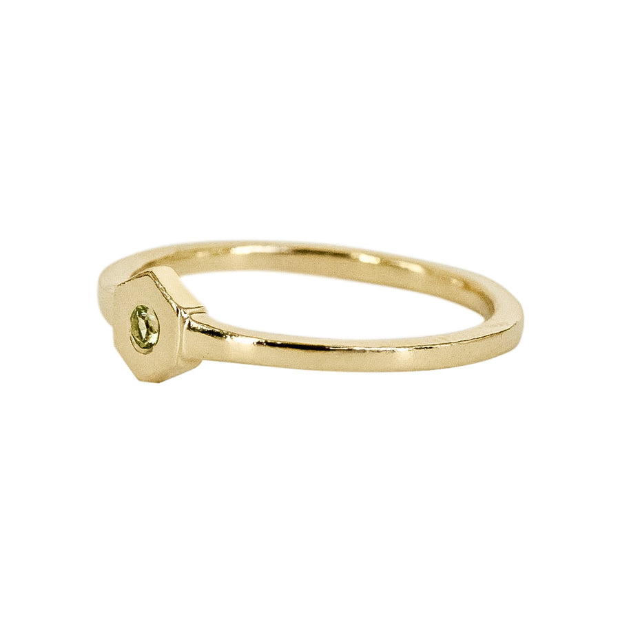 Birthstone Hexagon Ring - Peridot - August
