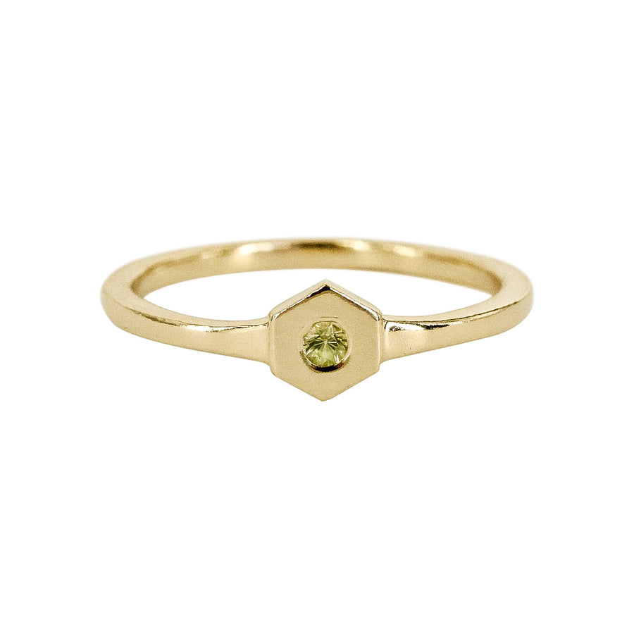 Birthstone Hexagon Ring - Peridot - August