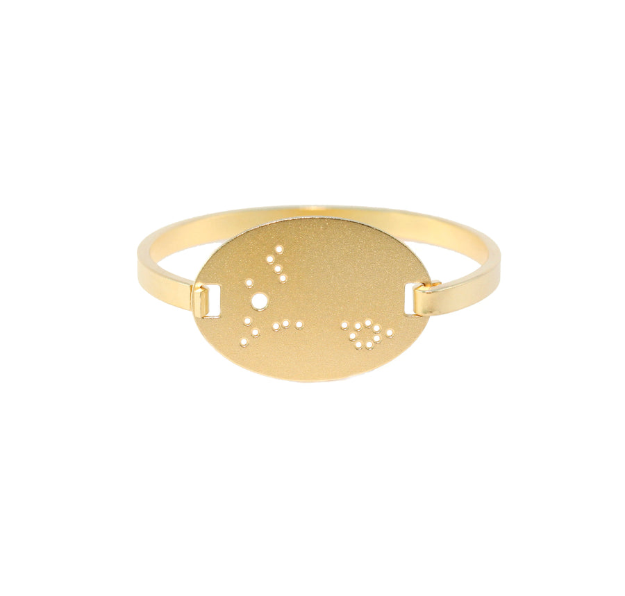 14kt Gold Dipped Zodiac Constellation Oval Bracelet, All 12 Signs: Aries through Pisces