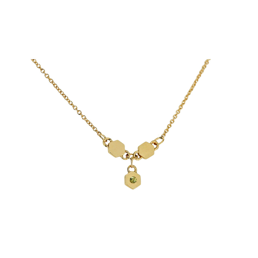 Birthstone Hexagon Necklace - August - Peridot