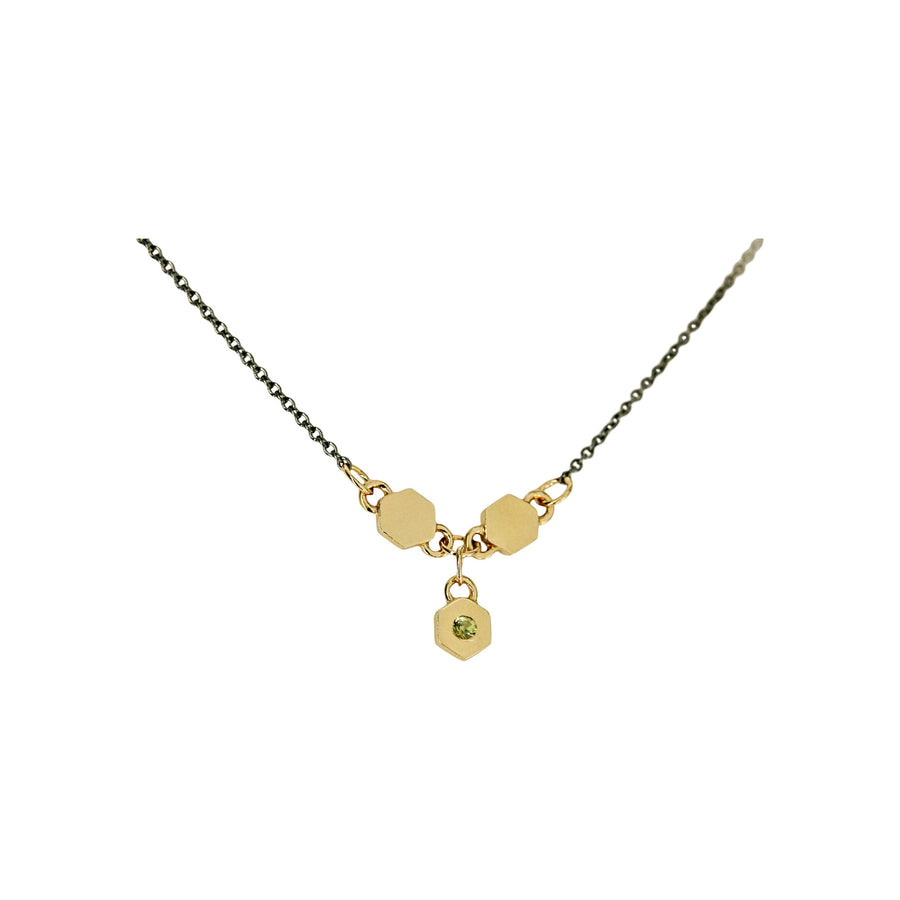 Birthstone Hexagon Necklace - August - Peridot