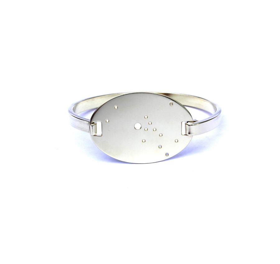 High Polished Raw Brass Zodiac Constellation Oval Bracelet, All 12 Signs: Aries through Pisces