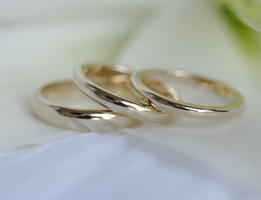 3 mm Hand Carved Half Round Bright Band