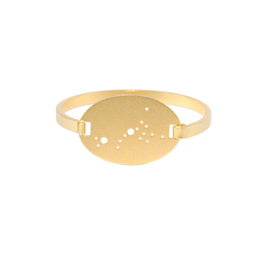 14kt Gold Dipped Zodiac Constellation Oval Bracelet, All 12 Signs: Aries through Pisces