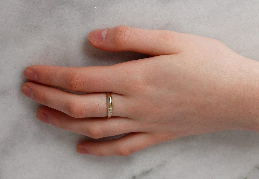 Shooting Star Domed Ring with Diamonds
