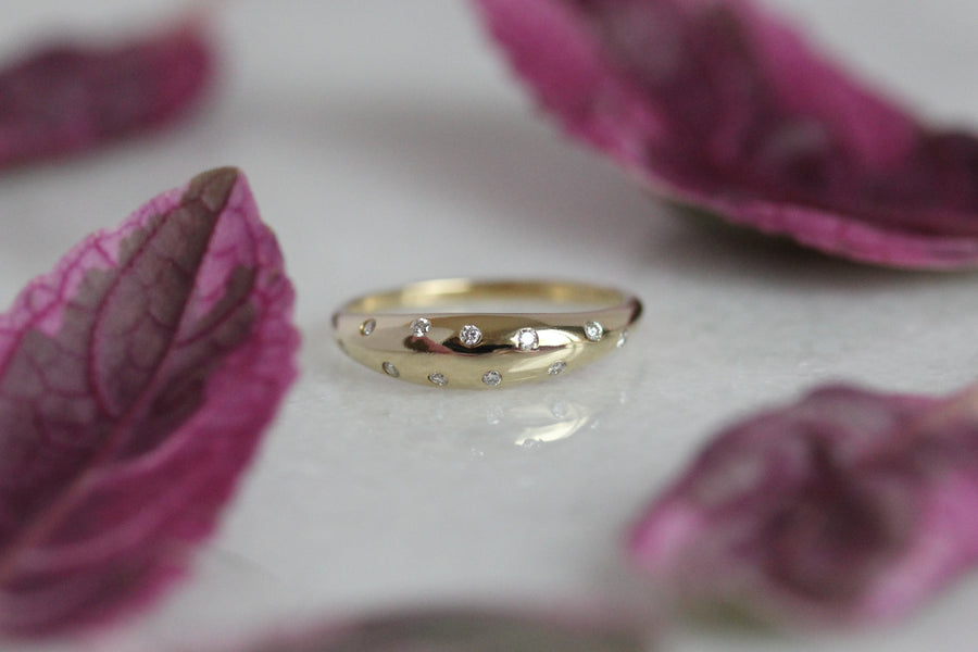 Speckled Diamond Domed Ring