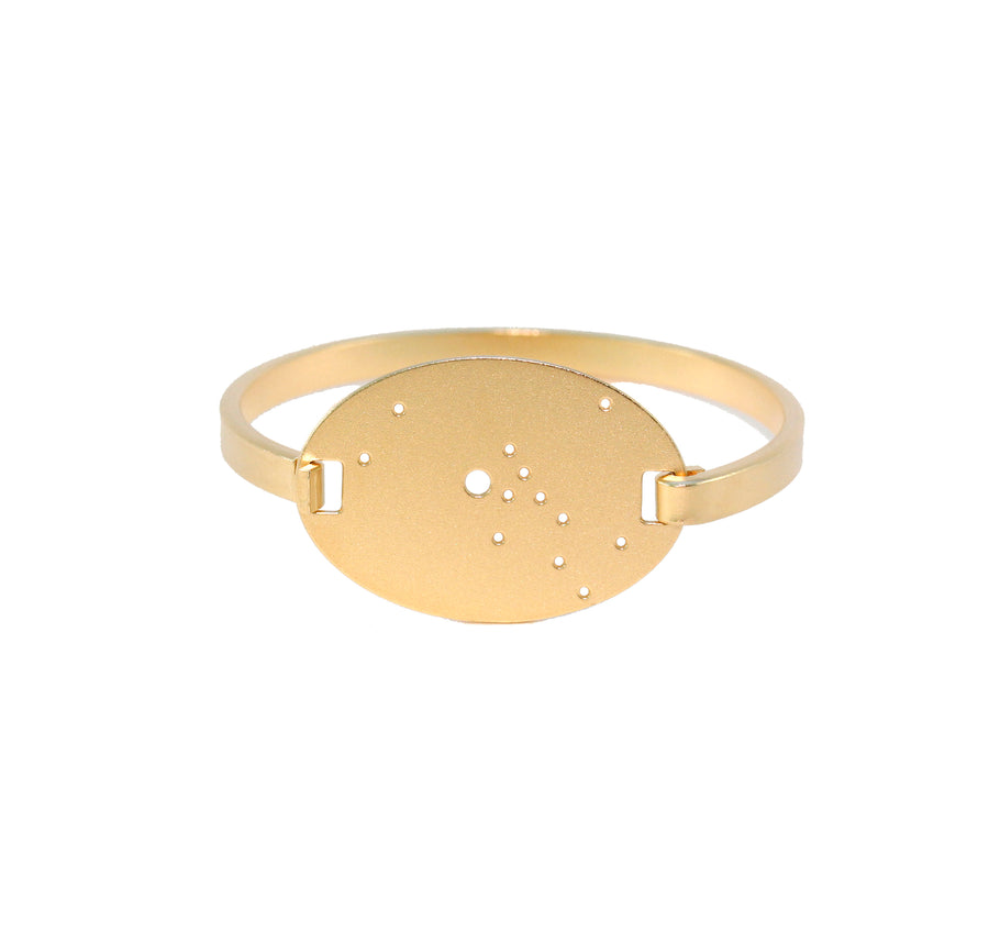 14kt Gold Dipped Zodiac Constellation Oval Bracelet, All 12 Signs: Aries through Pisces