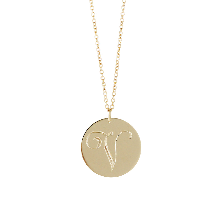 Hand Engraved Initial Necklace