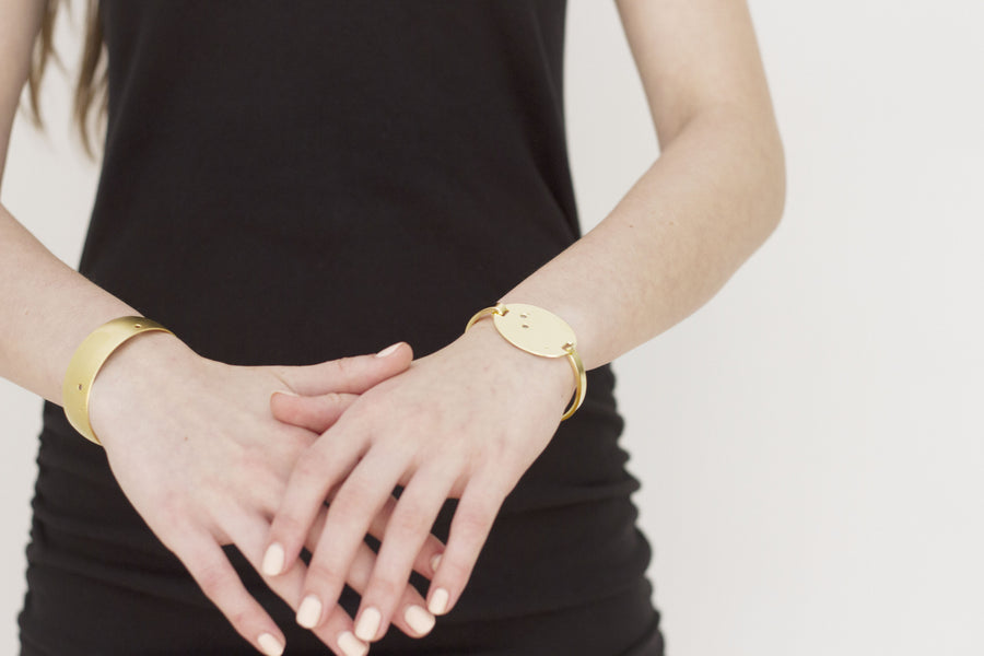 High Polished Raw Brass Zodiac Constellation Oval Bracelet, All 12 Signs: Aries through Pisces