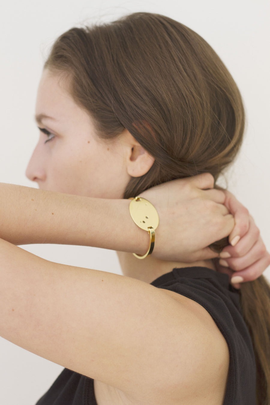 High Polished Raw Brass Zodiac Constellation Oval Bracelet, All 12 Signs: Aries through Pisces